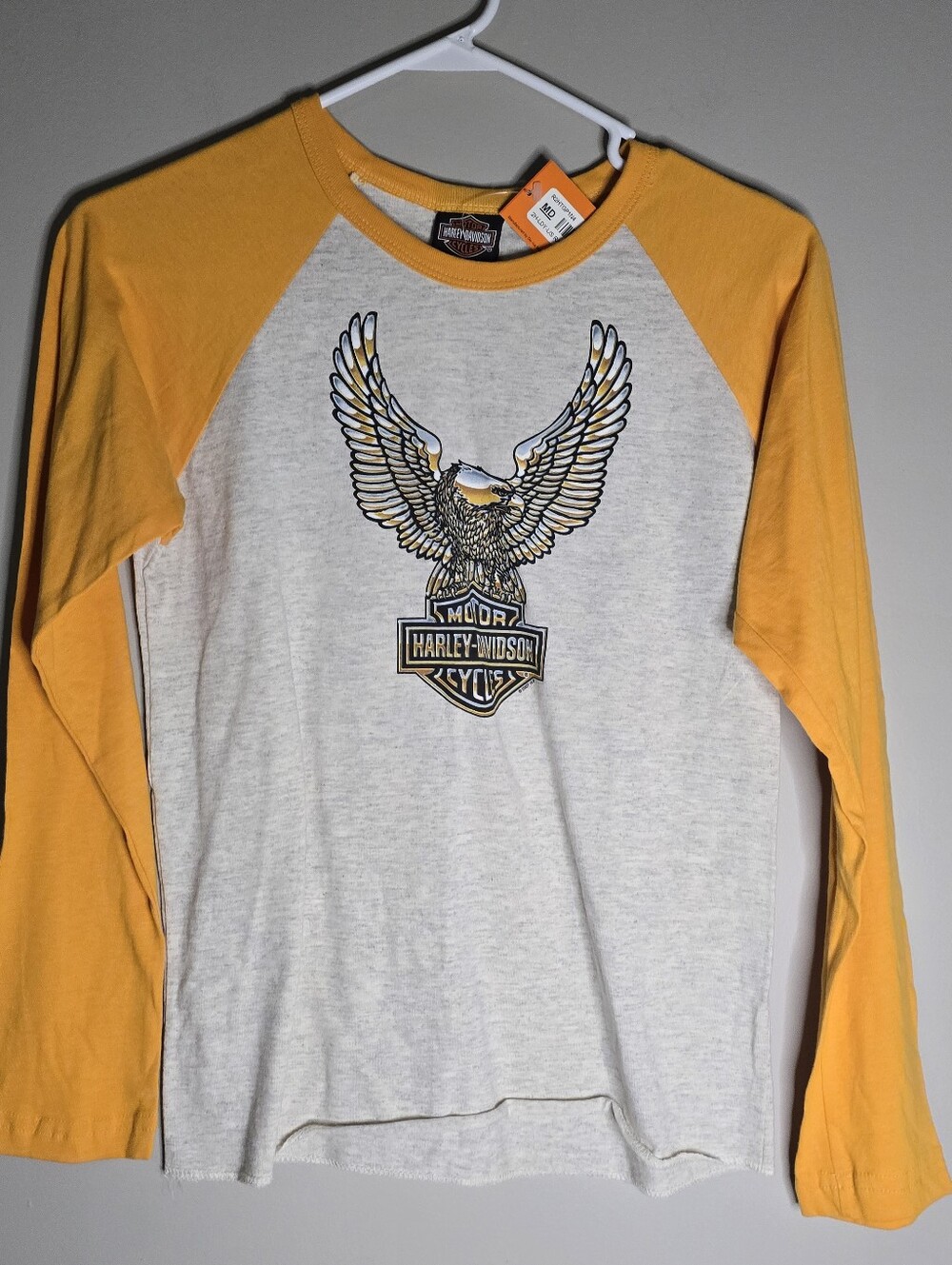Harley-Davidson Yellow Sleeve Raglan Eagle Long Sleeve Tee, 2007